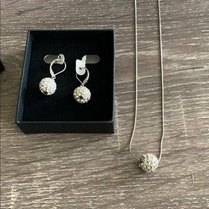 Crystal Ball Earrings and Necklace Set